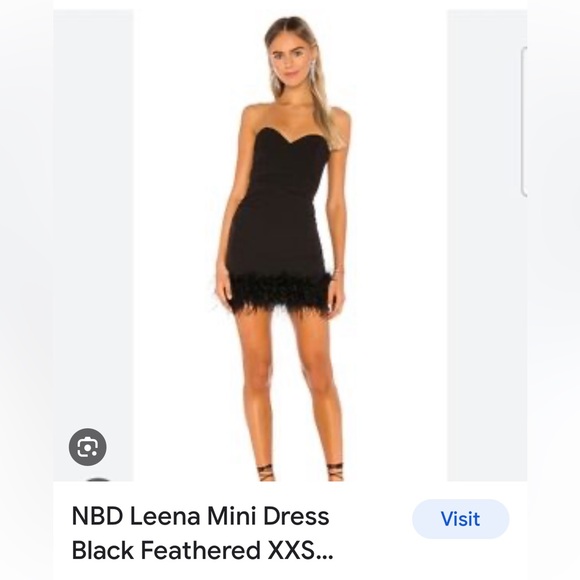 NBD Dresses & Skirts - Black feather trimmed NBD mini dress.